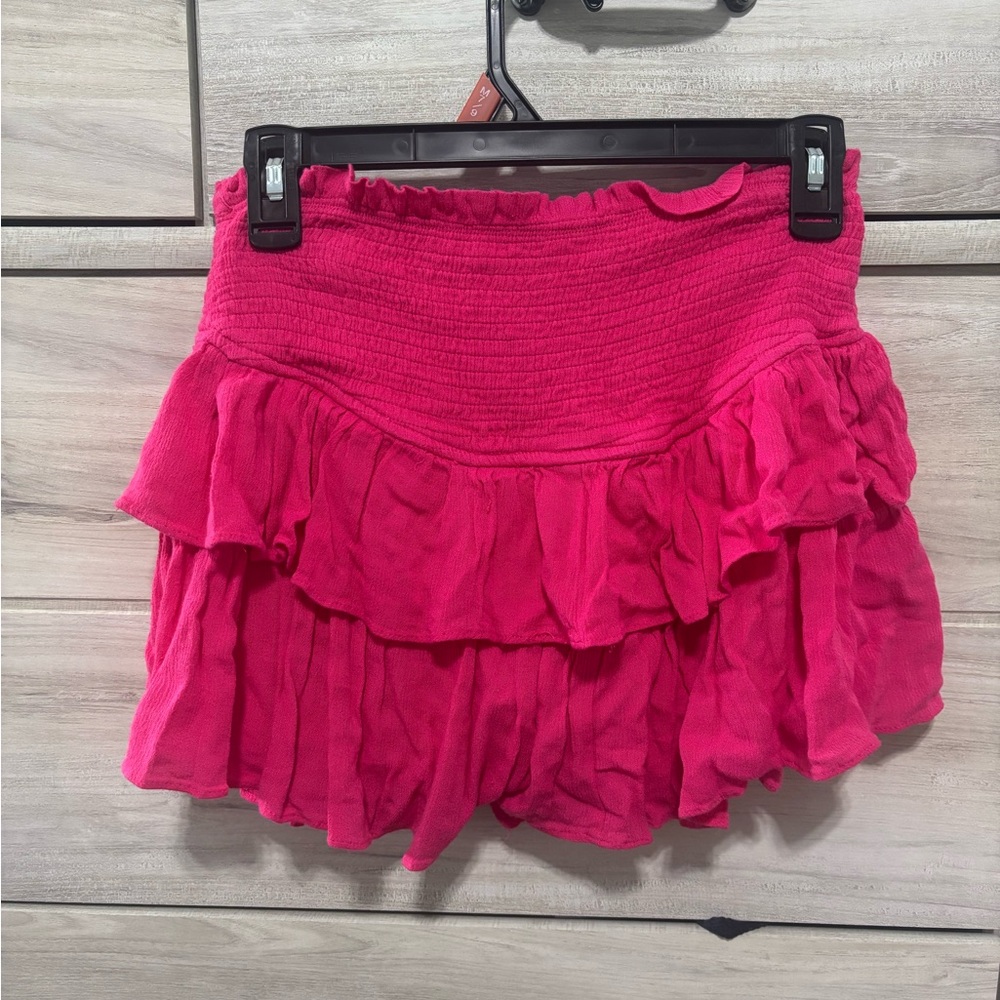 Pink Smocked Bubble Mini Skirt for a Night Out